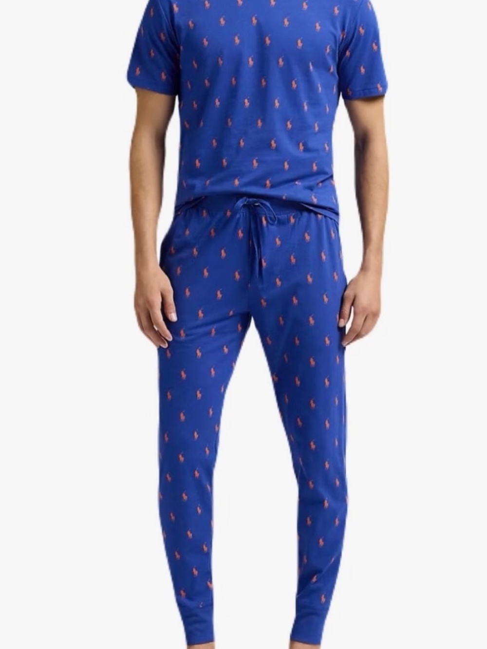 new POLO RALPH LAUREN mens all over pony pajama set Large royal blue